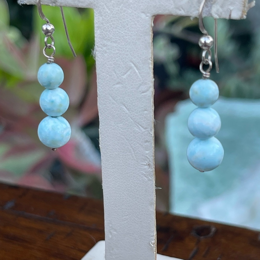 Jay King Larimar Stone beaded earrings - Picture 2 of 6
